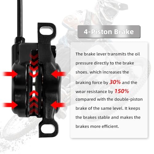 Z00M HB876 4-Pistons Hydraulic Disc Brake Set, MTB Front+Rear Brake-Black
