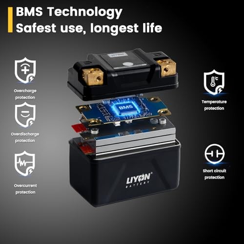 LIYON Lithium YTX9-BS/YTX7A-BS/YTZ10S-BS Motorcycle ATV Battery, LP12-BL-4AH