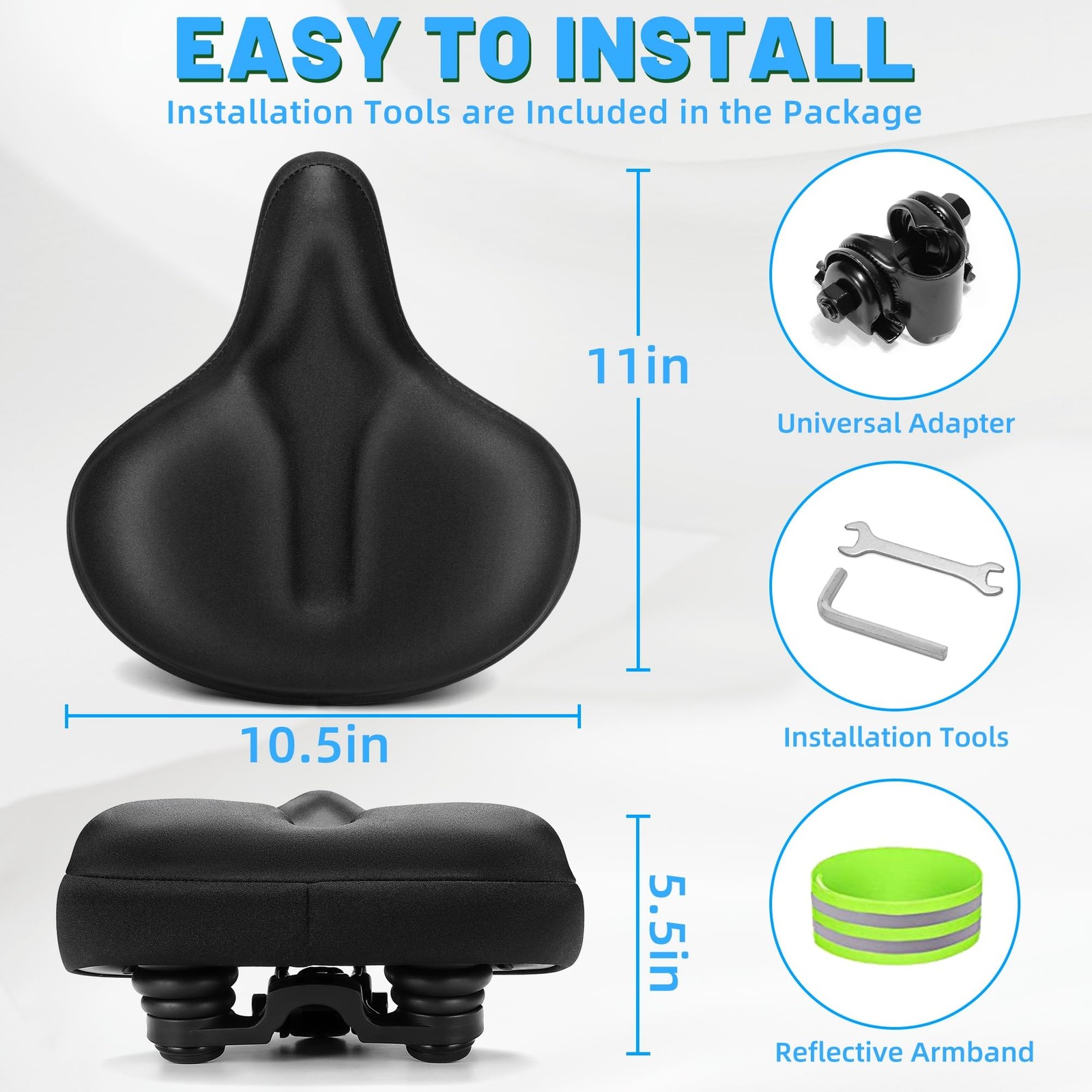 CDYWD Oversized Bike Seat for Men & Women, Comfortable Gel Padded, Extra Wide…