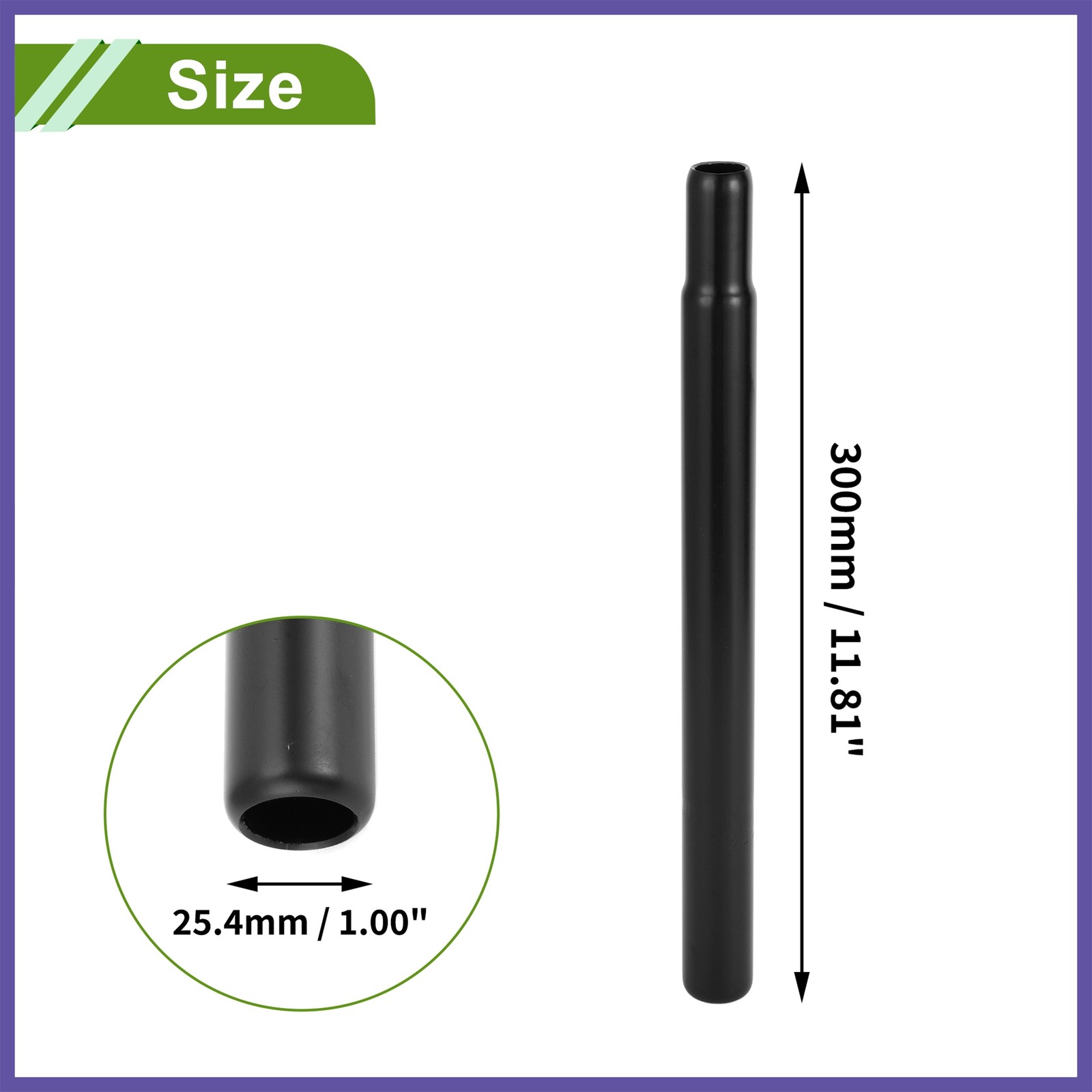 Bike Seat Posts 25.4x300mm Durable Universal Saddle Post Seat Tube Steel