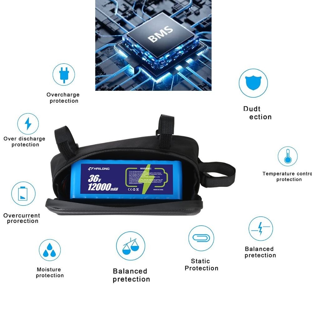 52V 48V 36V Battery Electric Lithium Battery & Bag & Battery BMS