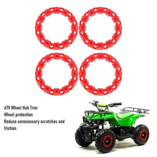 4Pcs 10 Inch ATV Wheel Trim Hub Decor Rim Cap Plastic Scratch Proof Sporty Red