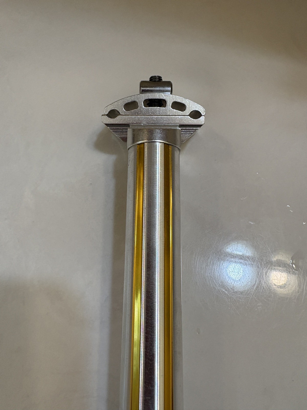 MCS BMX FLUTED ALUMINUM BICYCLE SEATPOST w/clamp GOLD/SILVER ANODIZED 25.4x350mm