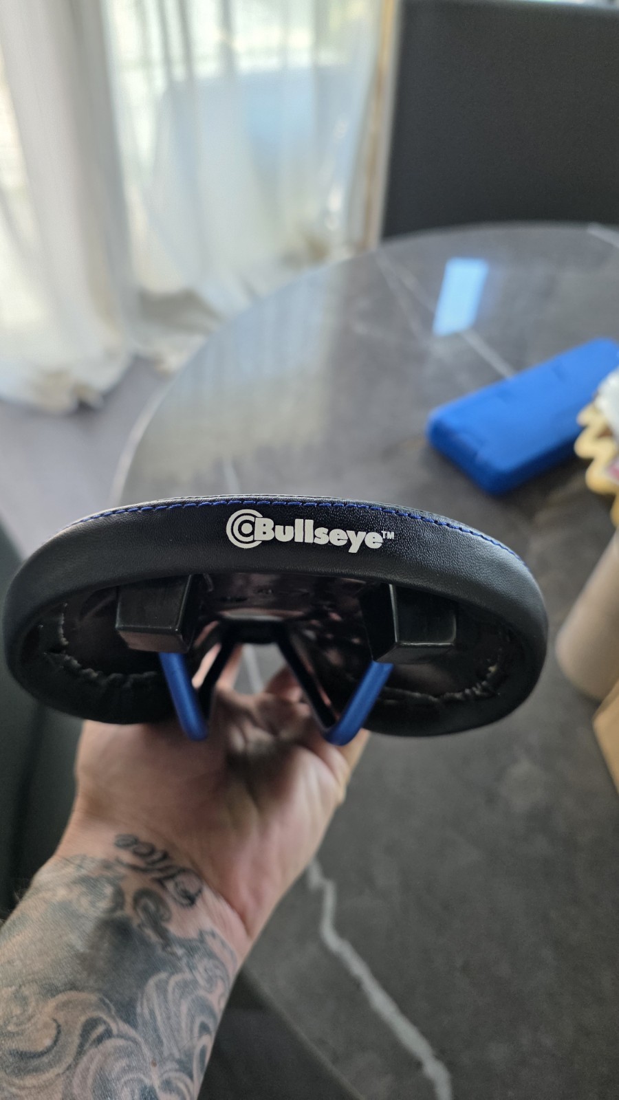 Bullseye 🎯 Bmx 458 Saddle Seat In Blue Stitching & Rails. Gt Se Bikes Haro
