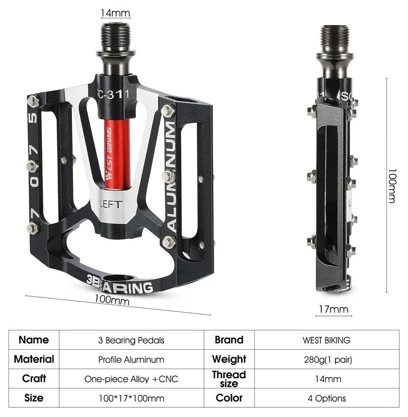 Bicycle Pedals Sealed Bearing Aluminium Alloy Cycling Non-slip MTB Flat Pedals