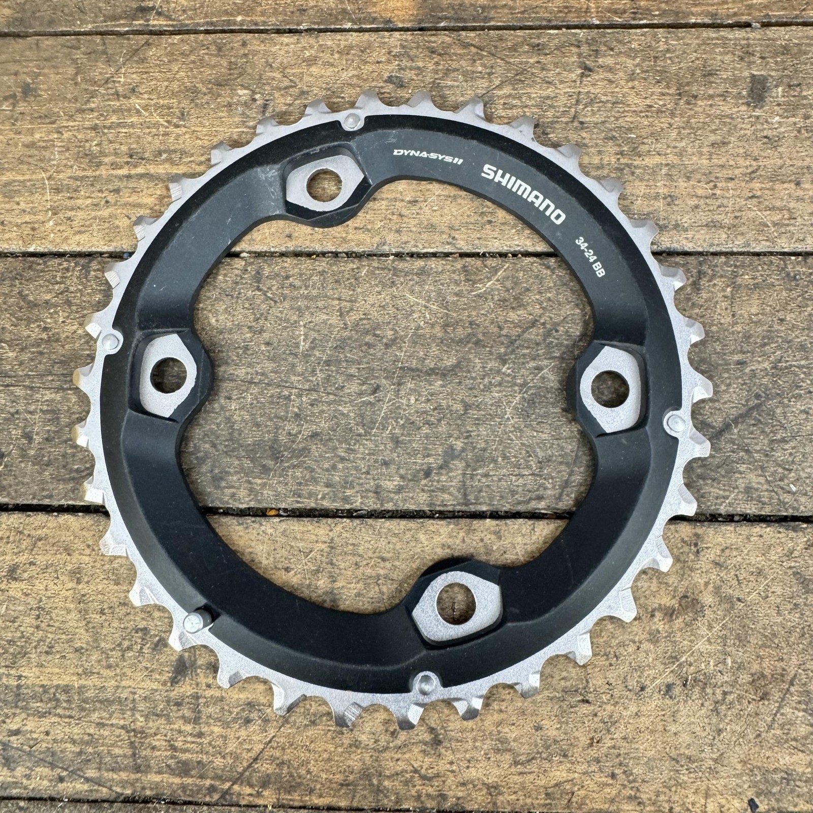 Shimano 34T Chainring Dyna-Sys11 96mm BCD 4-Arm Asymmetric Black 34-24 BB MTB