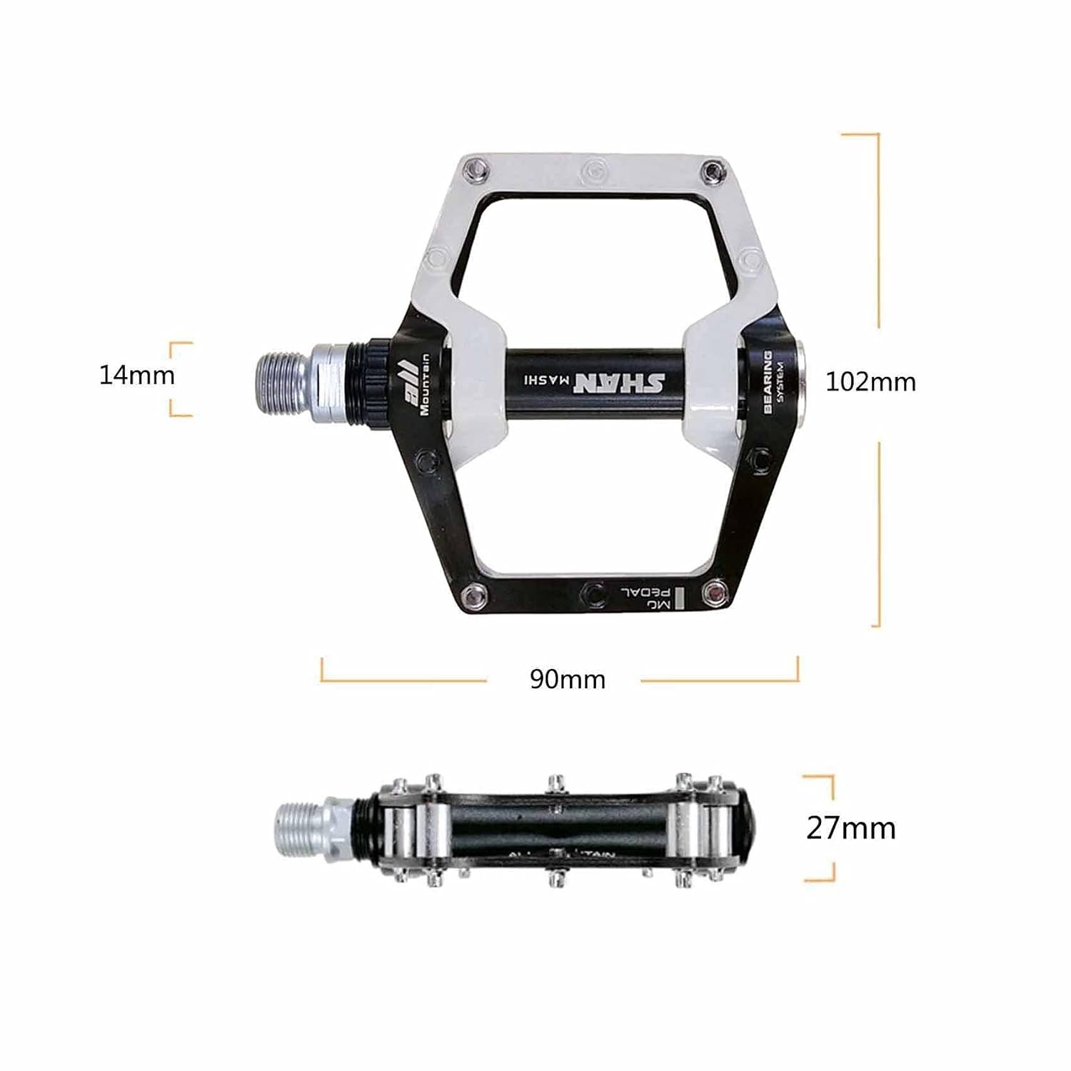 White Aluminium Mountain Bike Pedals BMX Flat Pedals Non Slip Removable