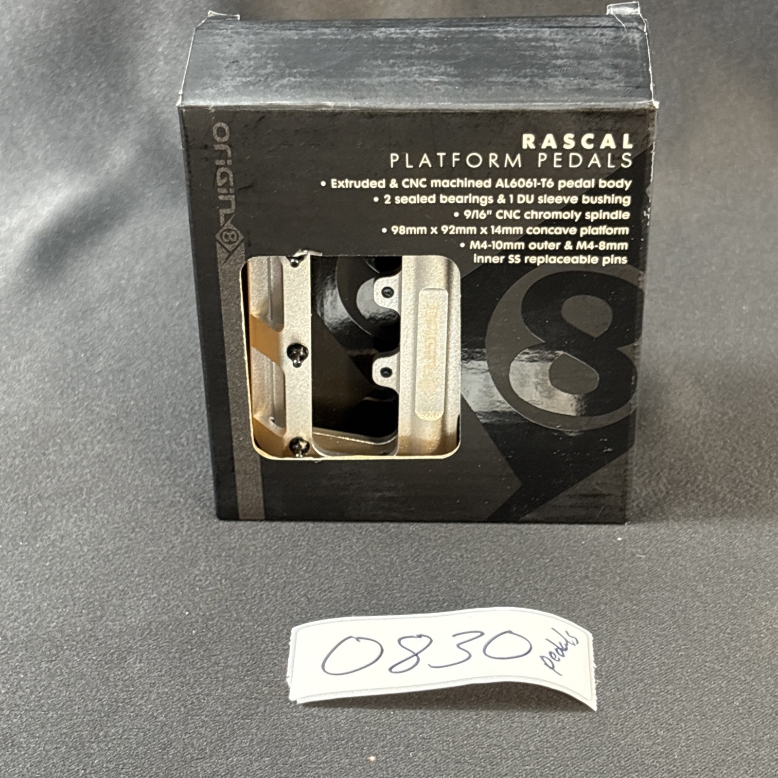 Origin8 Rascal Platform Pedals – CNC Aluminum, Concave Design, Removable Pins S