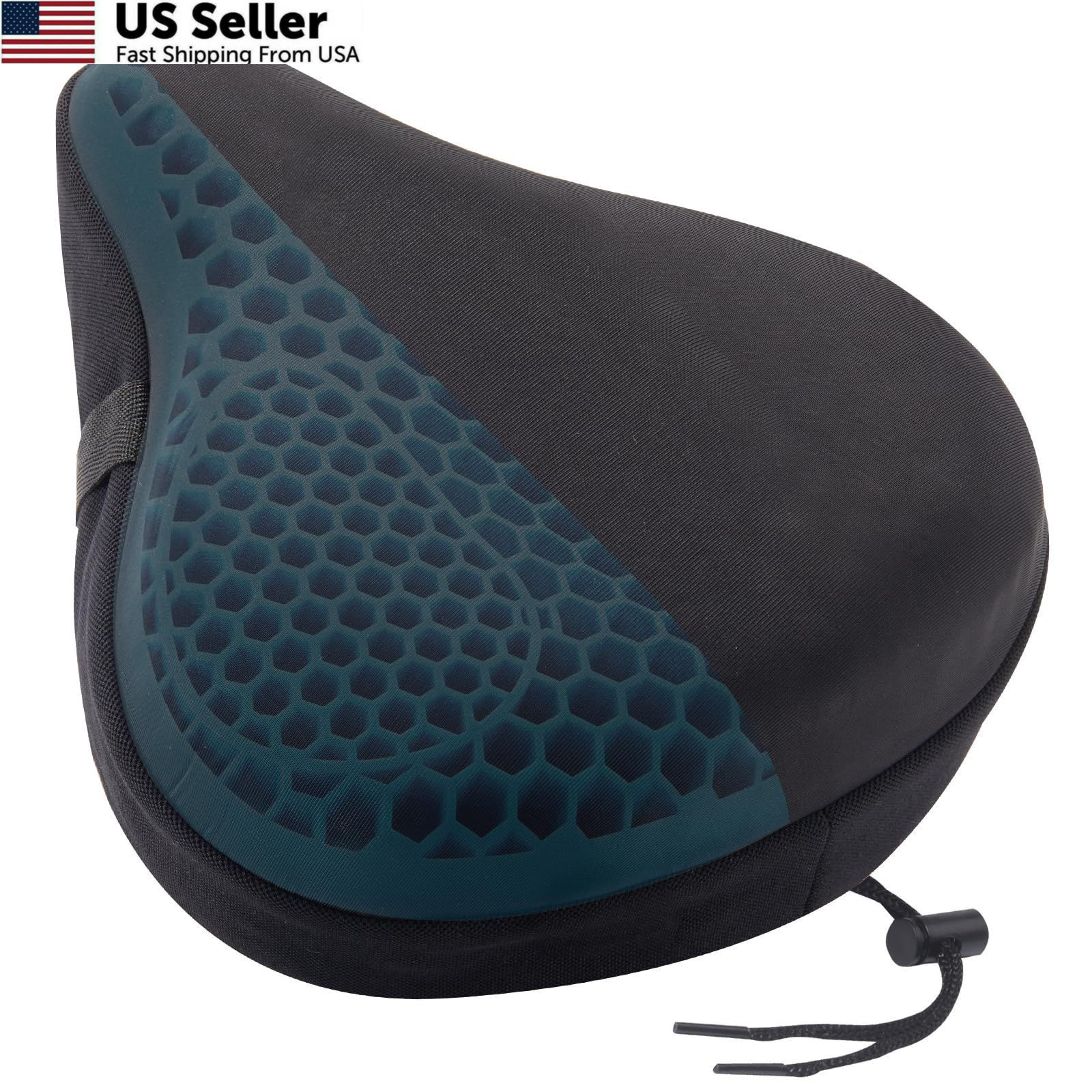 Zacro Wide Bike Seat Cushion – Honeycomb Gel Cover for Large, Black
