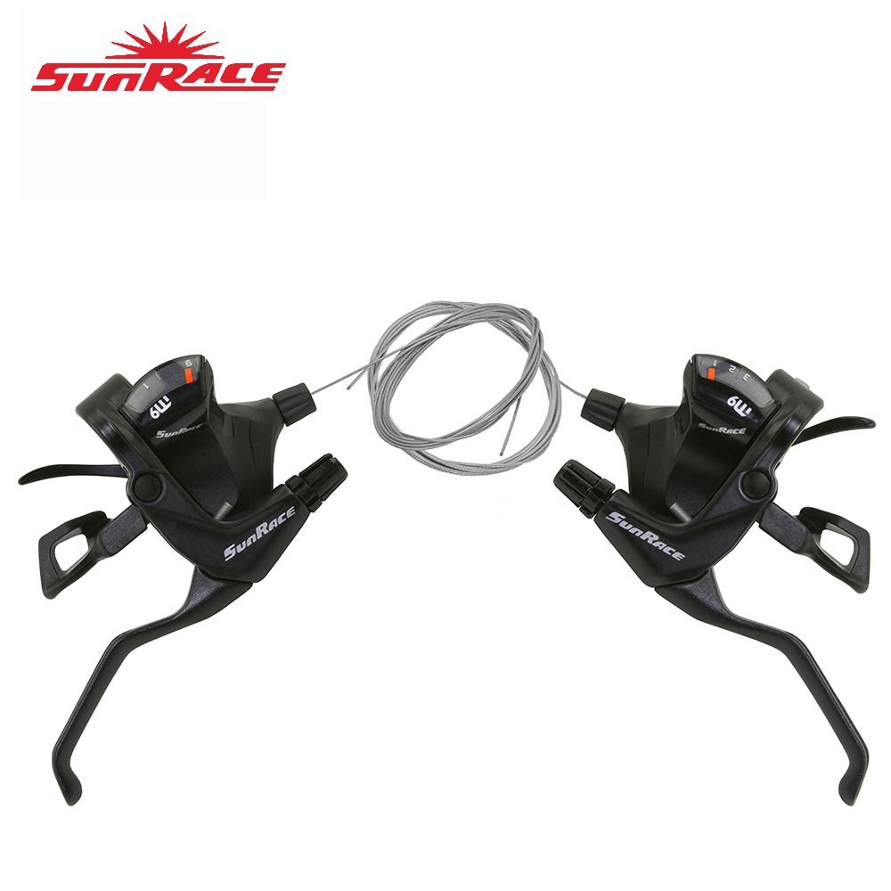 SunRace 3×9 Speed Black Trigger Shifter Set w/V-Brake Levers Shimano Compatible.