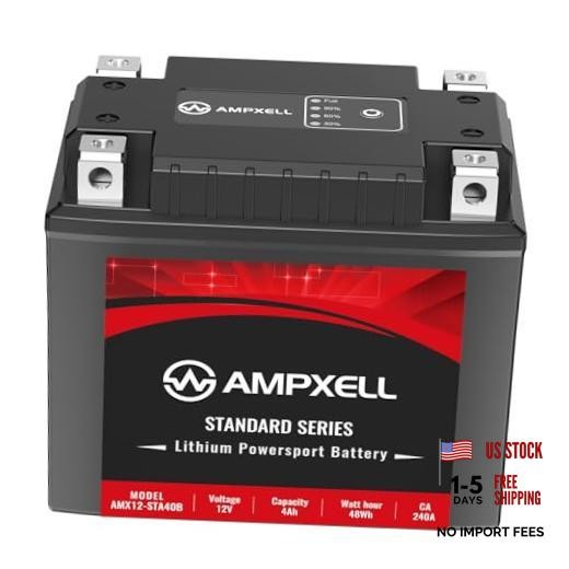 Lithium Motorcycle Battery 12V 240A 4Ah Replacement YB9A-A 12V 240A 4Ah[+ – ]