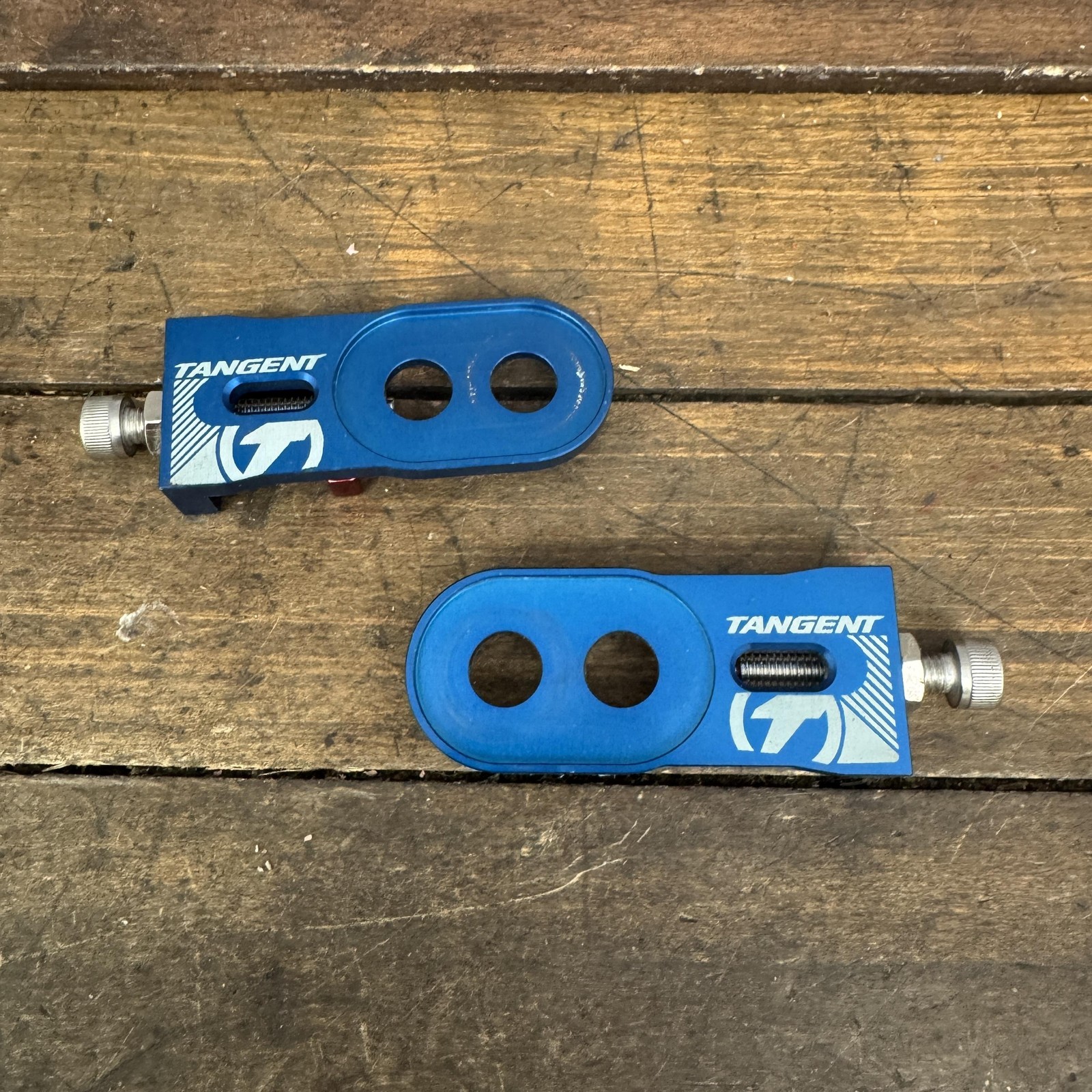 Tangent BMX Chain Tensioner Pair Blue Alloy Dropout Spacer Bike