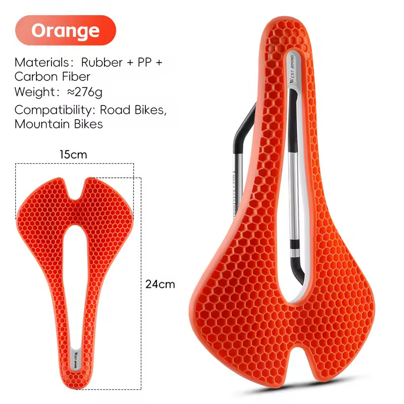 3D Honeycomb Bike Seat Cushion Soft Comfort Bicycle Saddle Wide Shock Absorbing