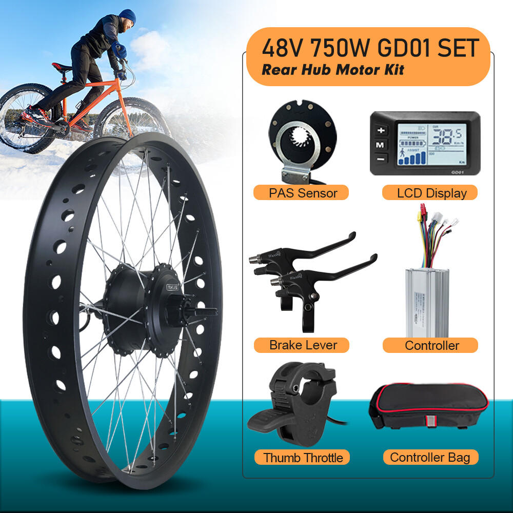 48V 750W 20 24 26er Snow E-bike Fat Brushless Front/Rear Hub Motor Dropout 170mm