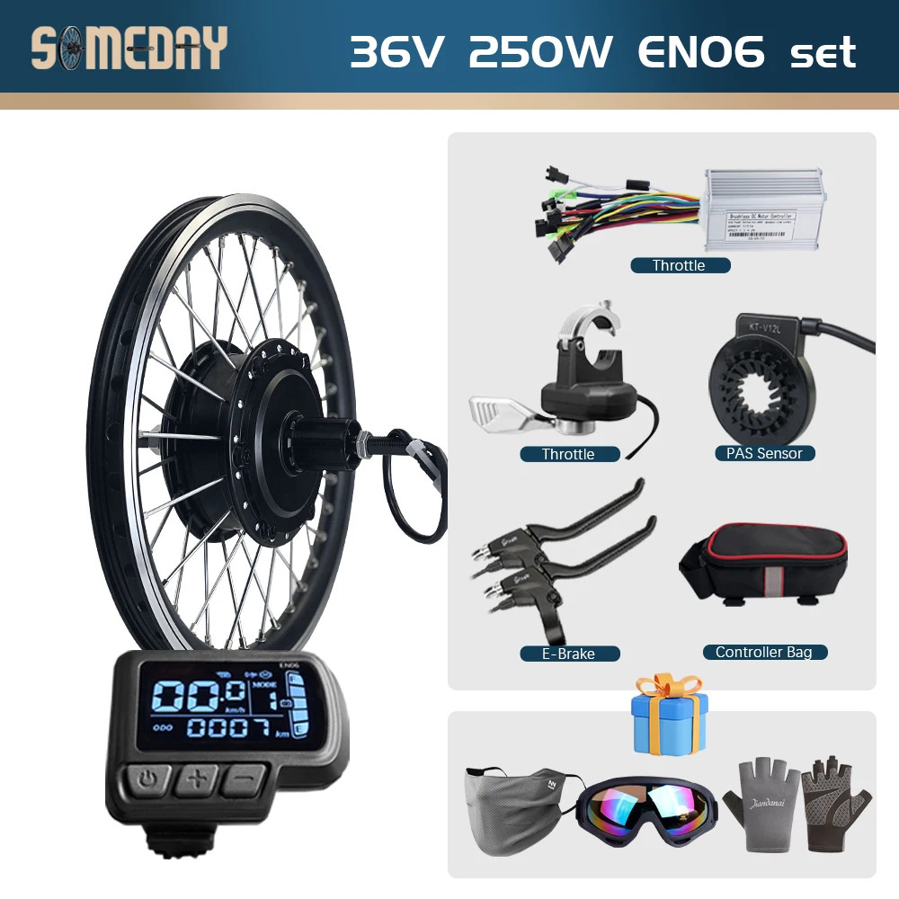 36V 48V 250W E-bike Conversion Kit Brushless Rear Cassette Hub Motor Wheel