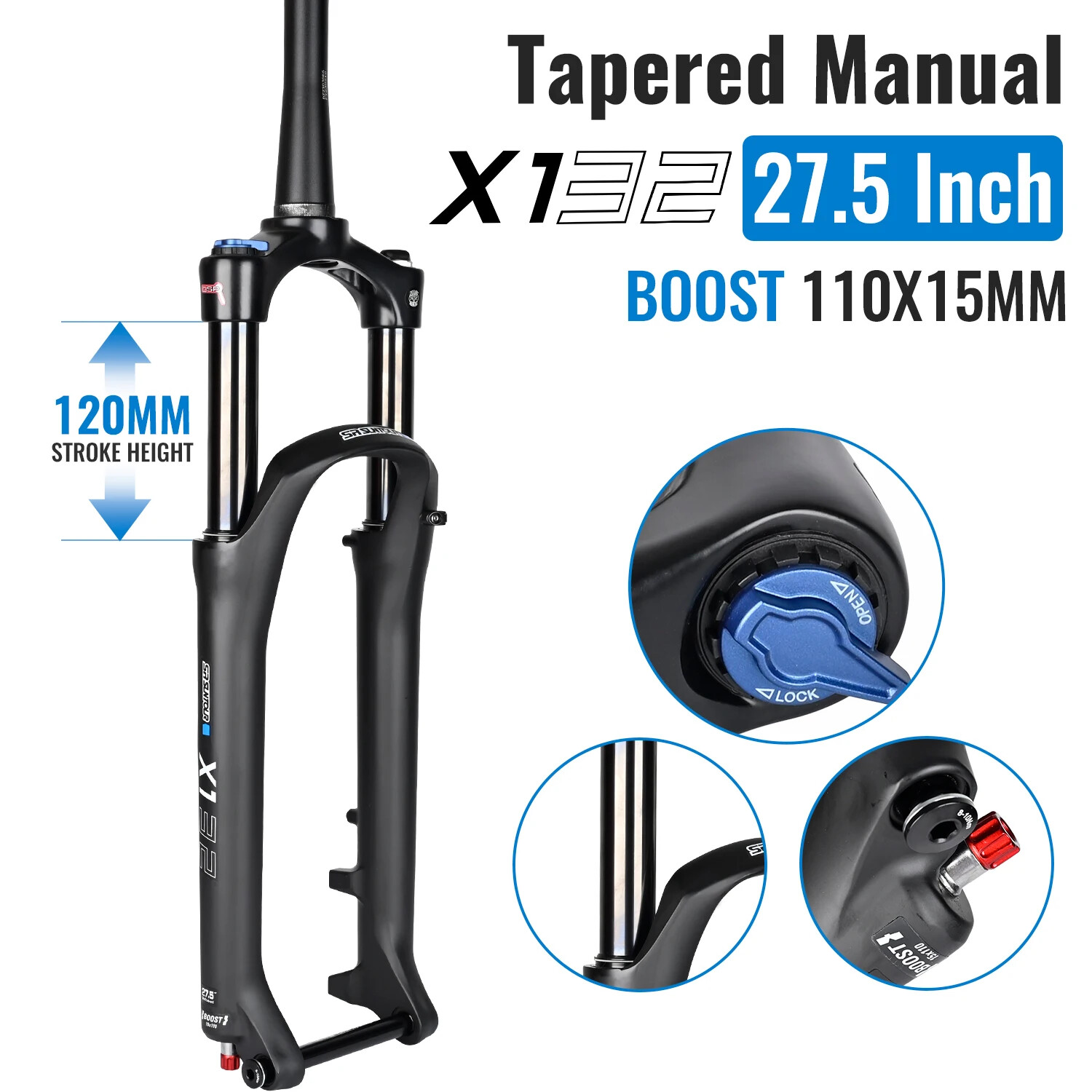 27.5 29″ Mountain Bike Oil Spring Suspension Fork QR BOOST 120MM Travel Froks