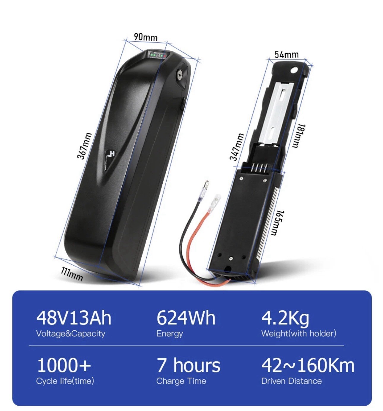 48V 13Ah 1000W Hailong Electric Bike Lithium Ion Battery No Keys Read!!