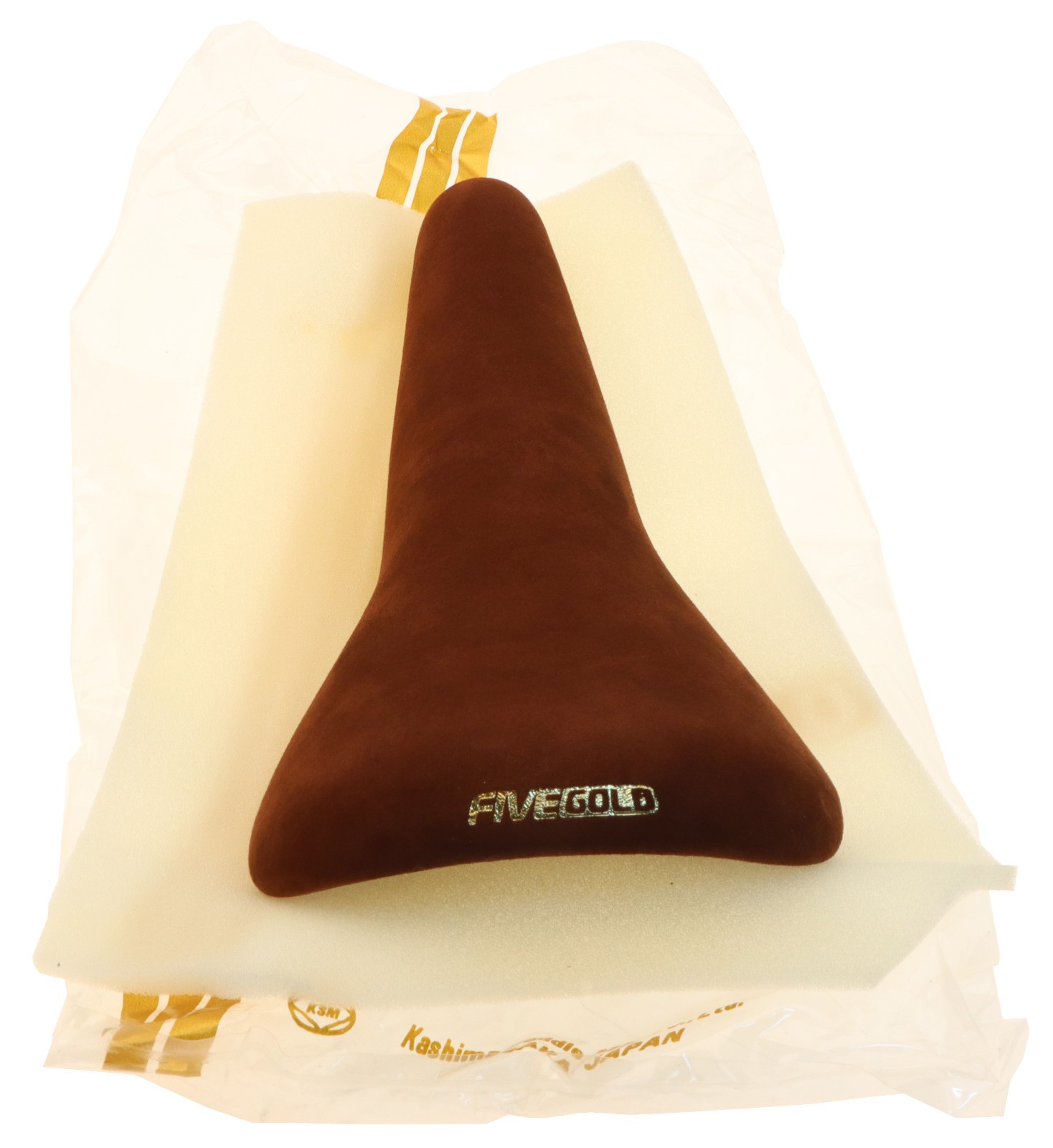 Kashimax Five Gold 4P Saddle NJS Standard Rails Brown Suede Leather NEW NOS