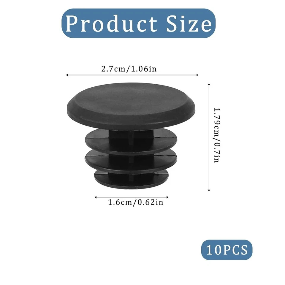 10-Piece Black Plastic Bike Handlebar Plugs – Bar End Caps for Road & Mountain