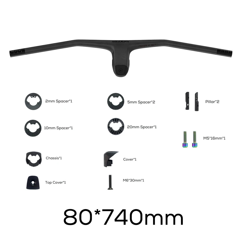 MTB Handlebar 740MM -20 Degree Full Carbon Fiber Integrated Cockpit Handlebar
