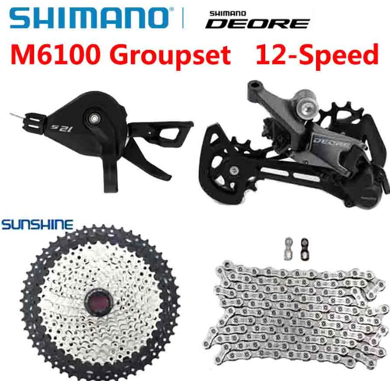 Shimano Deore M6100 1X12 Speed Group 4 Pcs Rear Derailleur Sunshine Cassette MTB