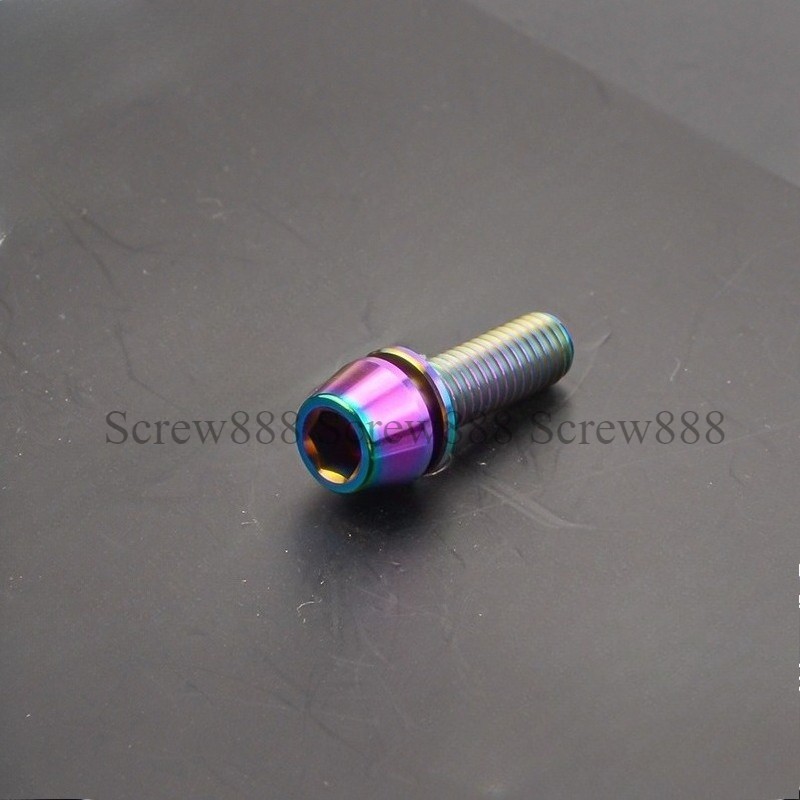 Titanium Bolt M5x16 18 20 25mm Taper Hex Head with Washer Ti Screw for Bike Stem