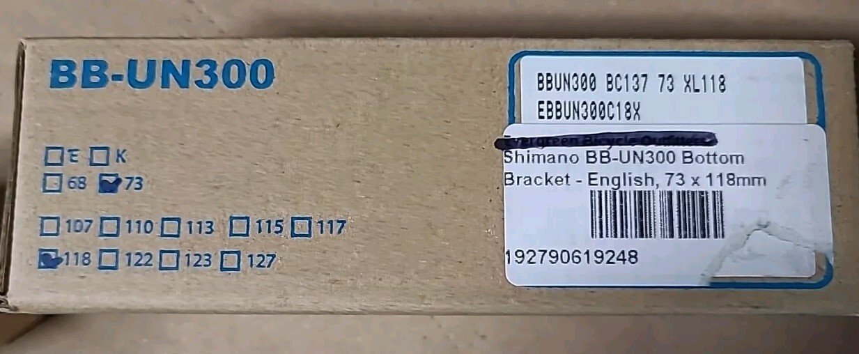 Shimano BB-UN300 Bottom Bracket – English, 73 x 118mm Spindle, Square Taper JIS