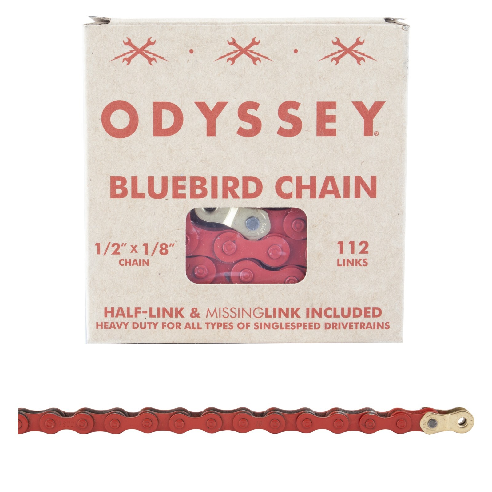 Chain Odyssey 1/2×1/8 Bluebird 1s Red w/1/2 Link
