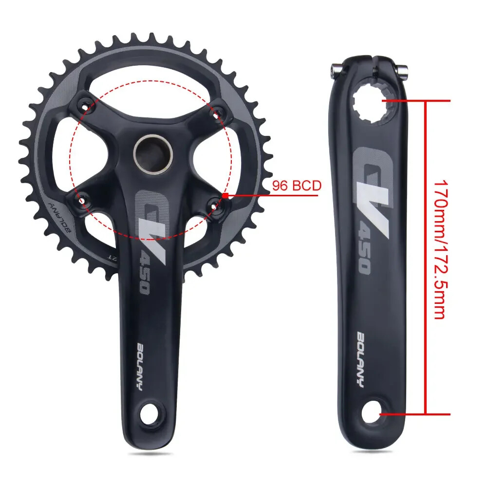 170mm XC Gravel Road Bike Hollow Integrated Crankset 96BCD 42T Single Sprocket