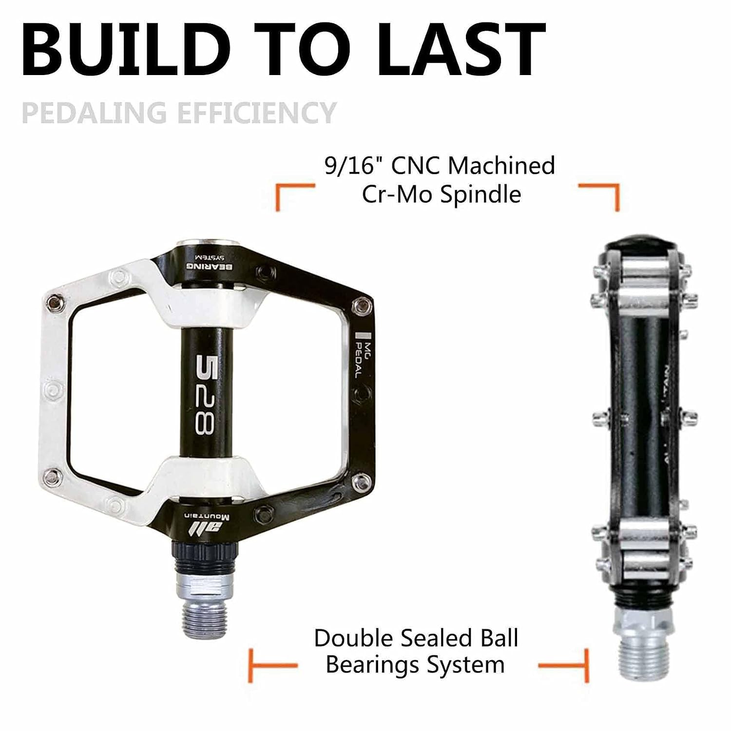 White Aluminium Mountain Bike Pedals BMX Flat Pedals Non Slip Removable