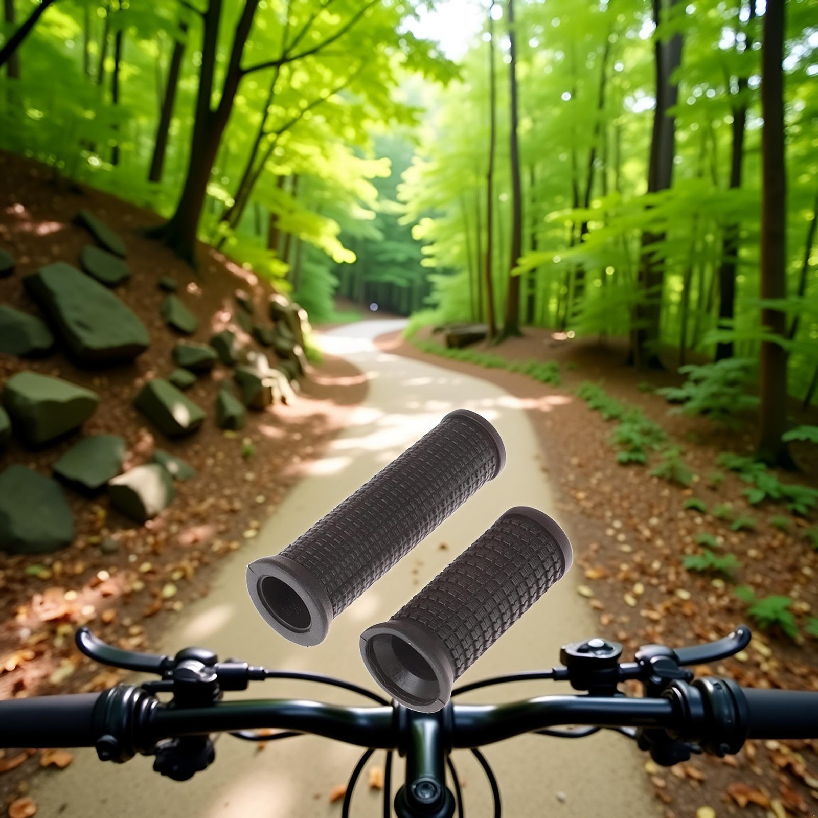 2PCS Bike Long/Short Handlebar Grips for Twising Shifter, Shockproof 1, Black