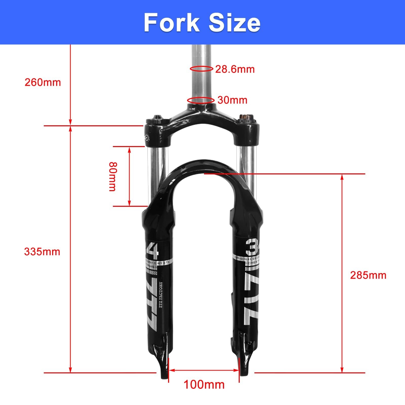 ZTZ 20 inch Folding Bike Suspension Fork-80mm Travel, 100mm Spacing Hub, 9mm …