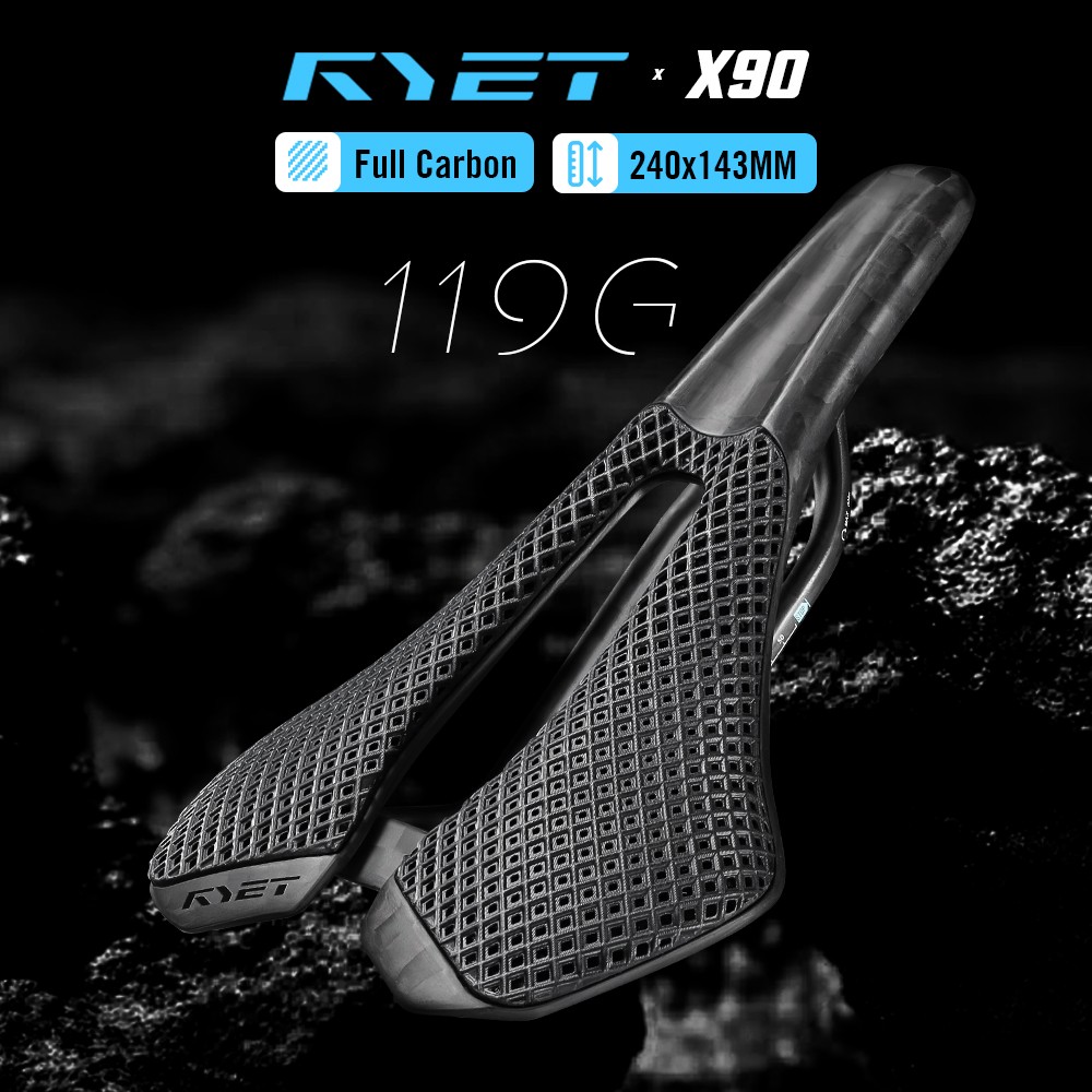 RYET Ultralight Carbon Bike Saddle 240x143mm 3D Printed Rail for Road MTB Gravel