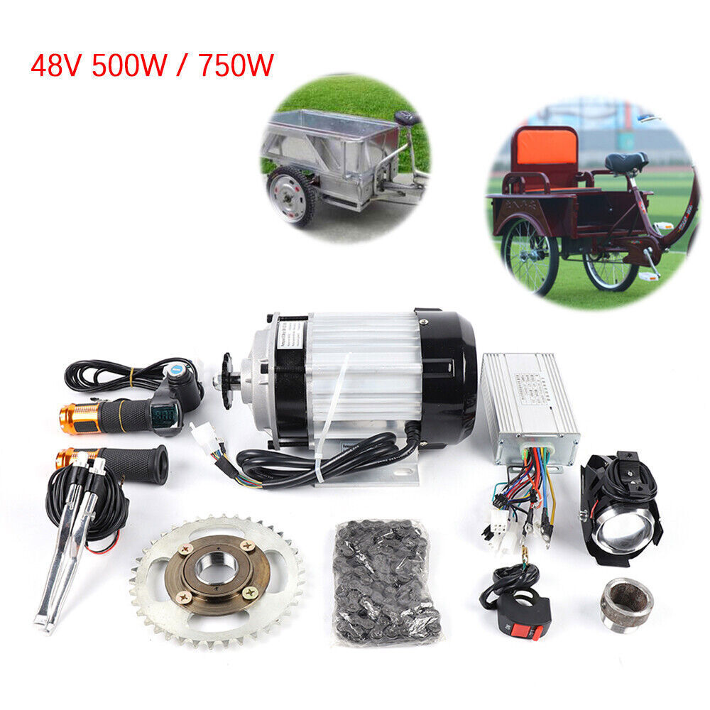 48V 500W/750W Electric Brushless Geared Motor Kit For E-Tricycle Rickshaw Bikes