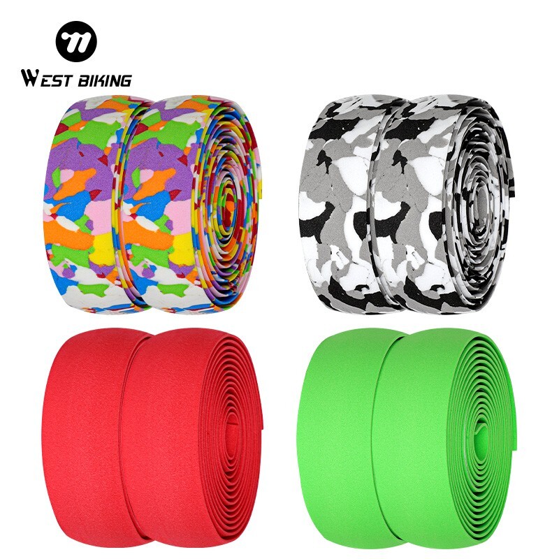 West Biking Road Bike Bicycle Handlebar Tape PU EVA Handlebar Tape Black One Pair