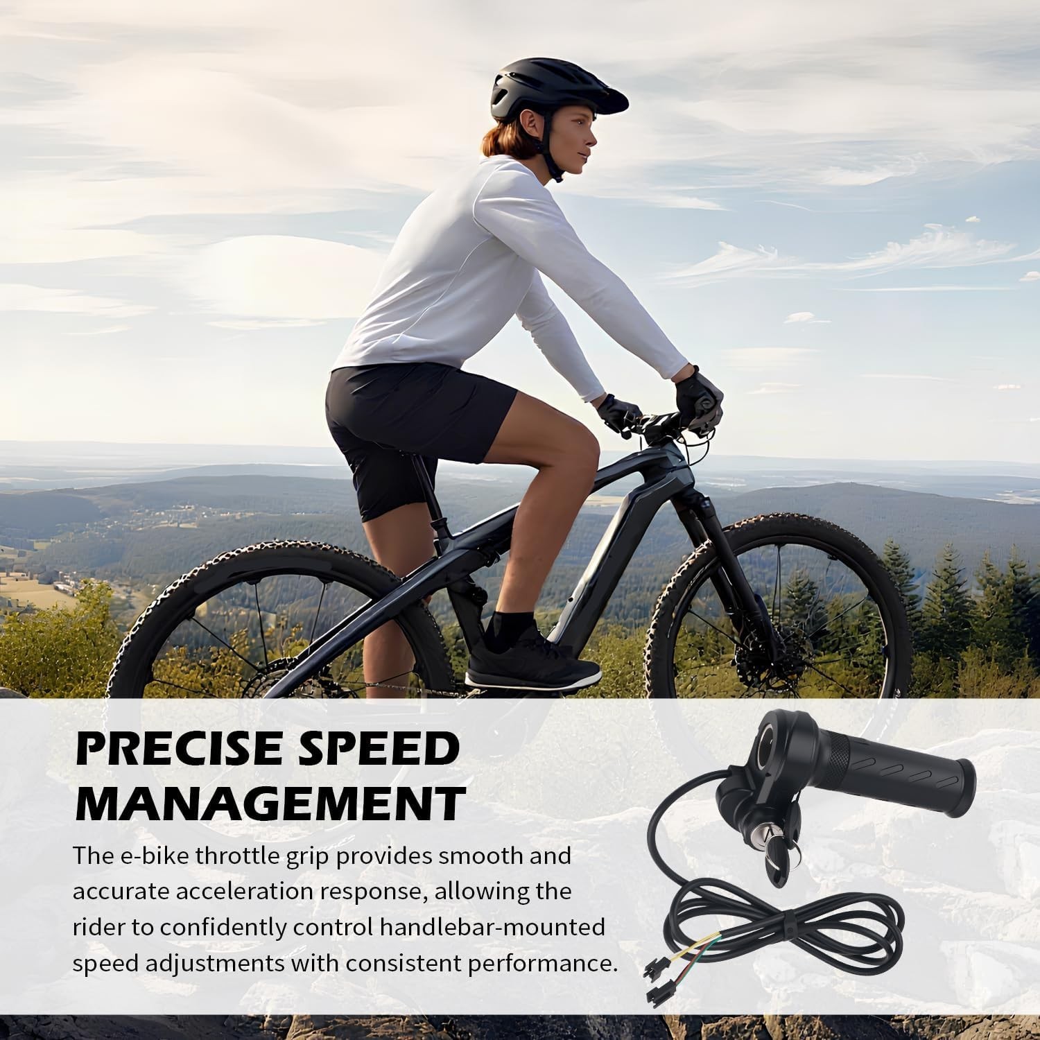 Full Twist Throttle Ebike Grip with 2 Keys,Rubber Ebike Throttle for Speed Co…