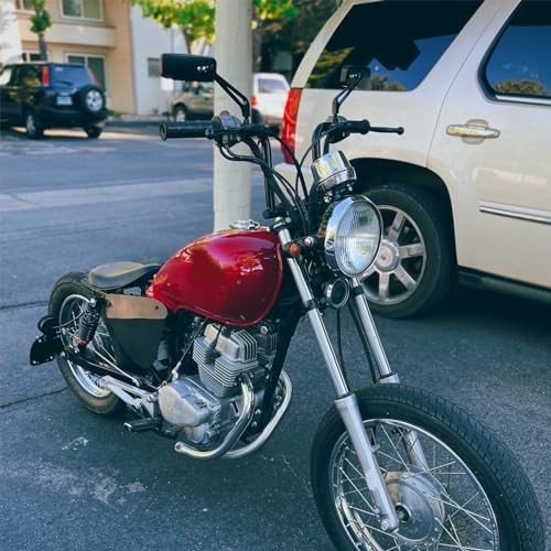 Black Devilmotor Rectangle Motorcycle Bobber Mirrors with Black Frame