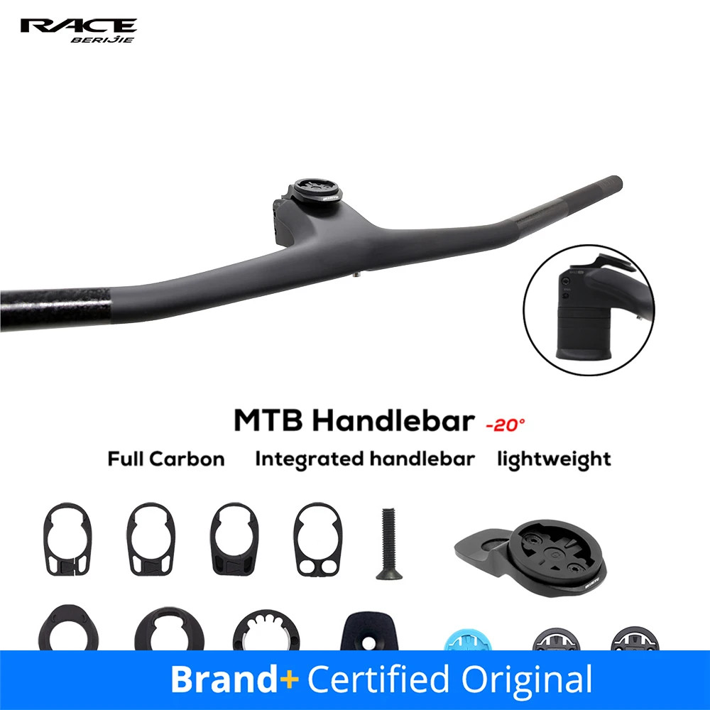 Carbon Flat T-Bar MTB Integrated Cockpit -20 Degree External Cable 720-780mm