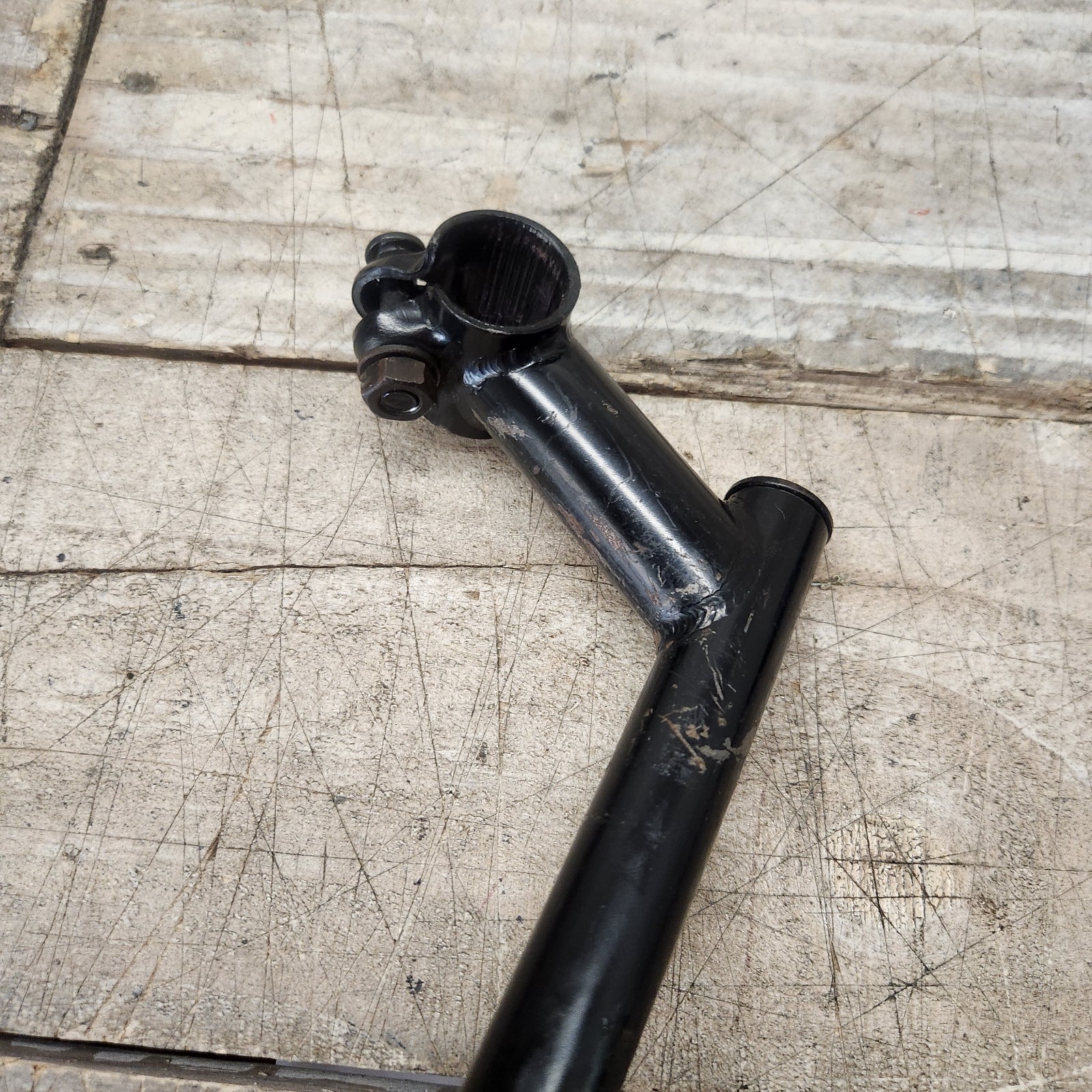 1990s Black Steel Bicycle Quill Stem 21.1mm Quill 25.4mm Clamp 80mm Reach