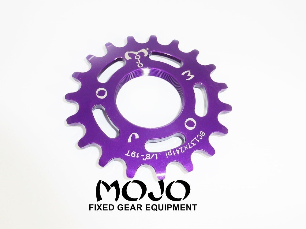 MOJO 19T FIXED GEAR COG – PURPLE ANODIZED Cro-Mo TRACK 1/8 INCH CNC
