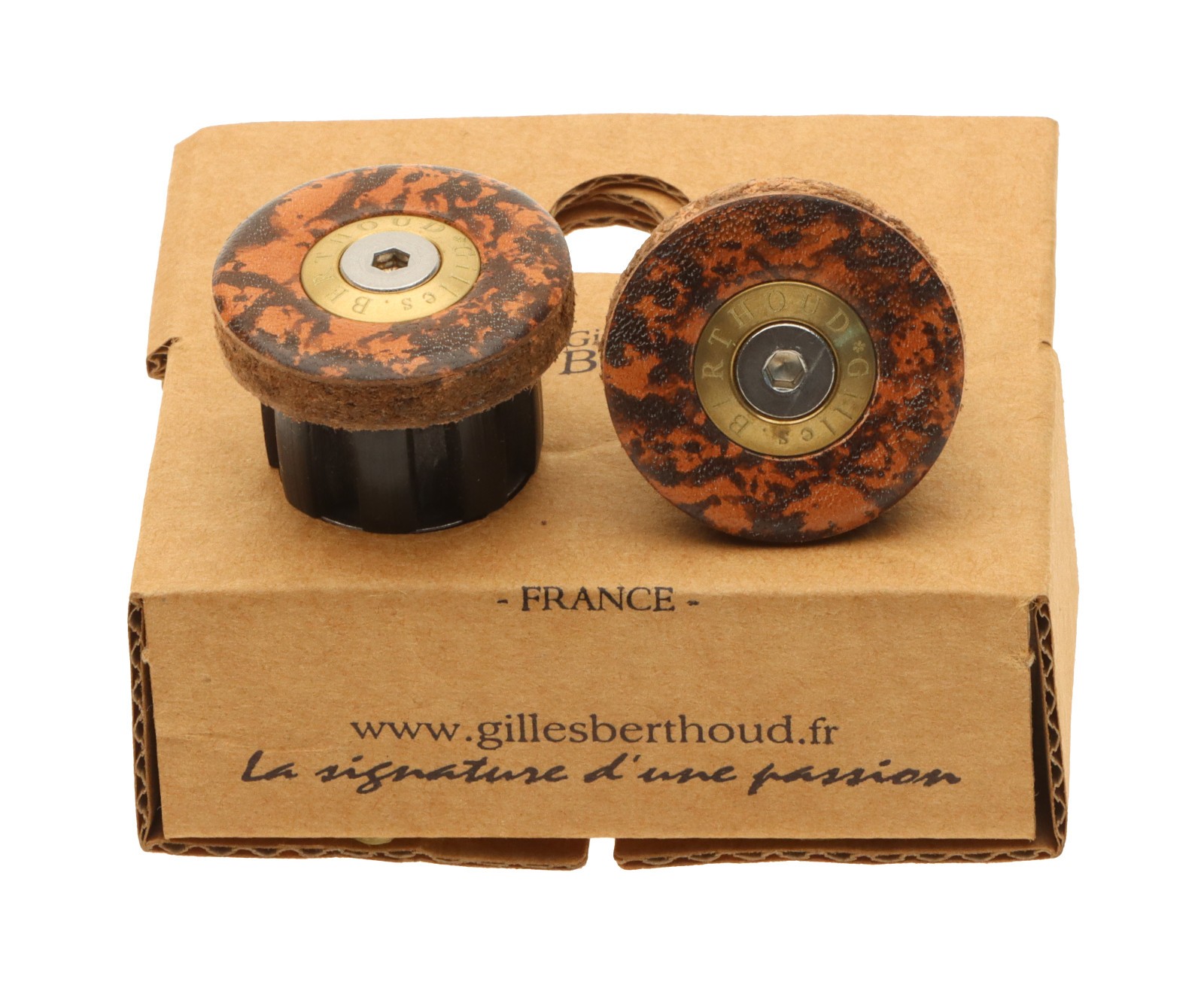 Gilles Berthoud Road Handlebar End Plugs PAIR Cork Leather NEW NOS NIB