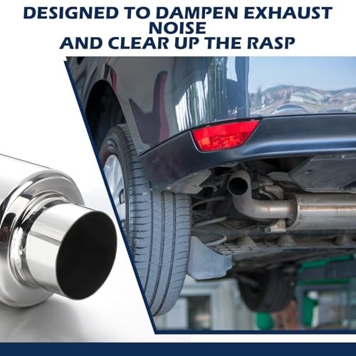 Relaxweex 2 Pcs 2.5″ Inlet Exhaust 2.5″ Inlet 16″ Overall Length Silver