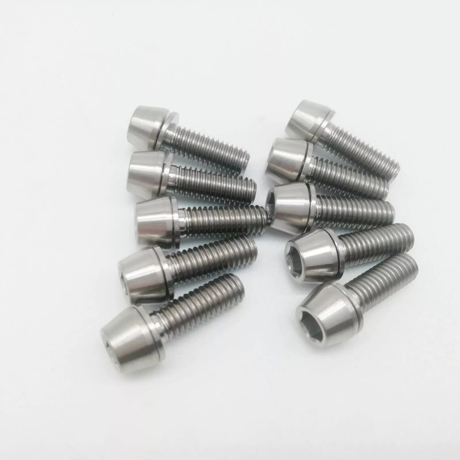 M6x20mm Titanium Ti Bolt Taper Allen Head With Titanium Washers 6Pcs