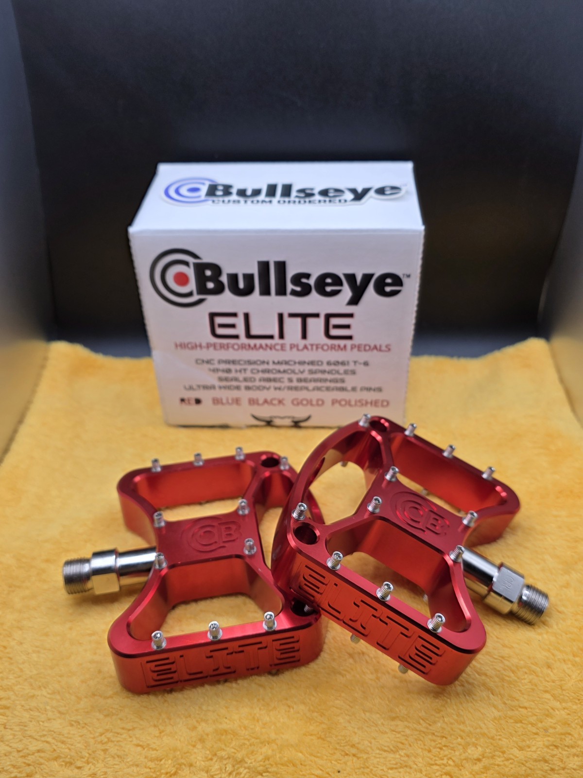 BULLSEYE 🎯 ELITE Pedals Red Rare Upgraded Bearings BMX GT HARO se Bikes HUTCH