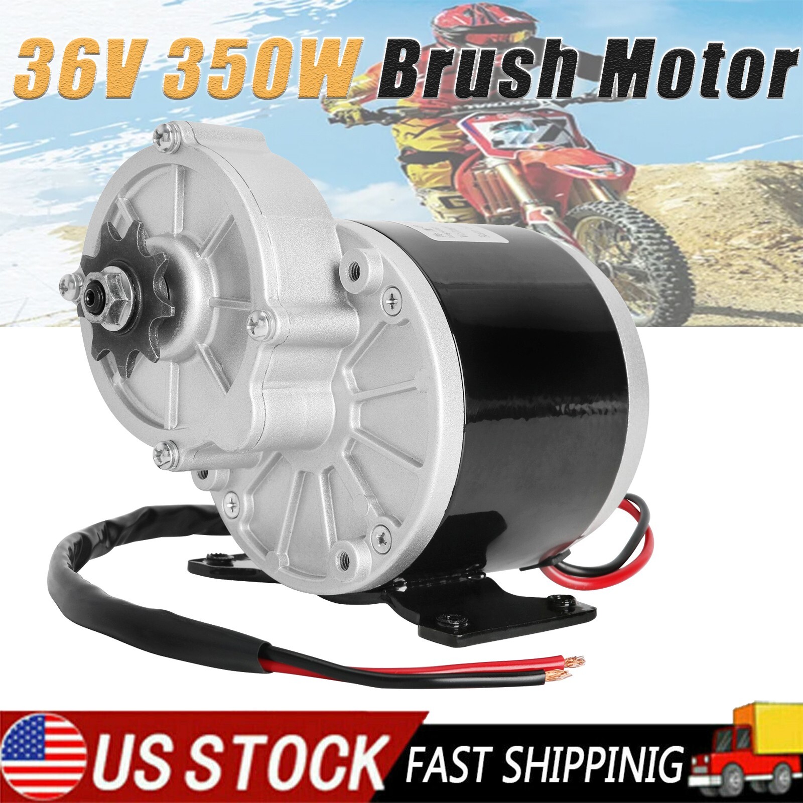 MY1016Z3 36V 350W DC Brush Motor For E-Bike Scooter ATV Go Kart Tricycle