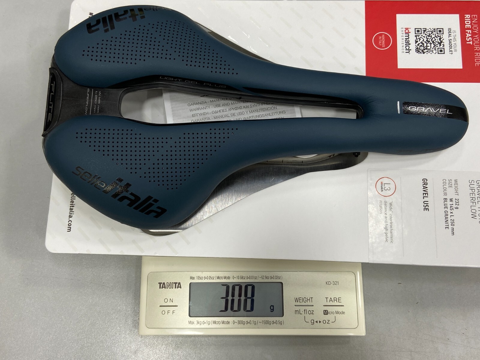 Selle Italia Flite Boost Gravel Ti316 Superflow L3(145x250mm) Saddle Blue Granit