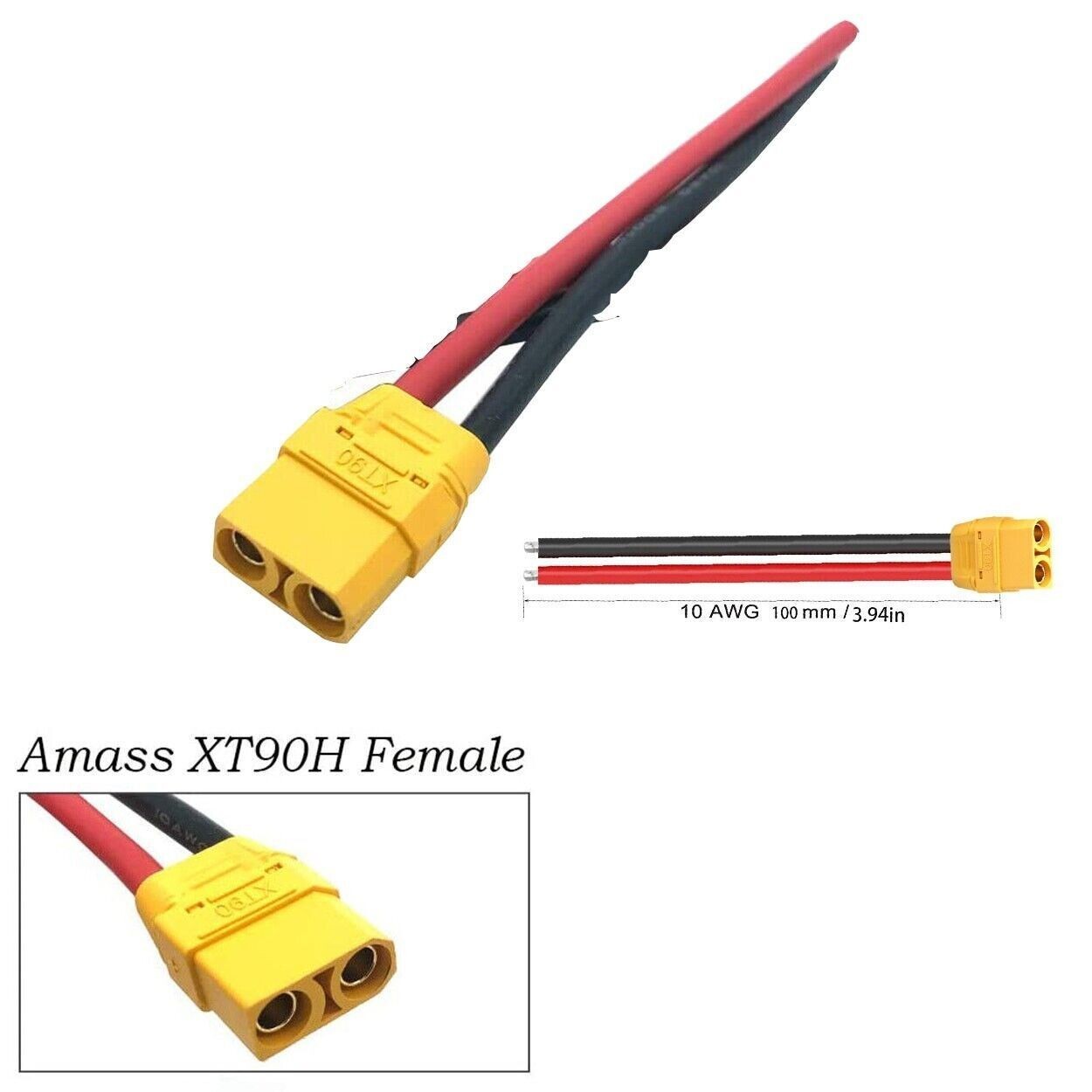 XT90 FEMALE PLugs 10AWG 10cm Cable emergency Power supply battery Ebike Battery