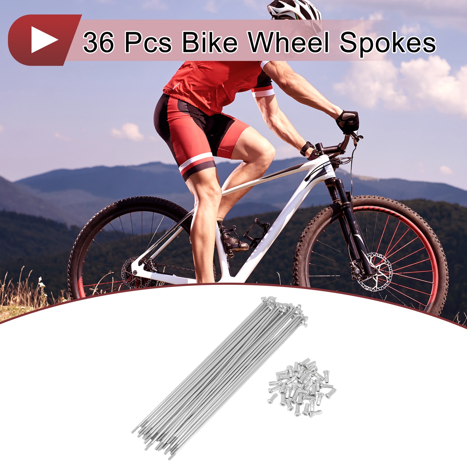 36Set 12G Bicycle Spokes 203mm Bike Wheel Spokes 45 Steel Galvanized Silver Tone