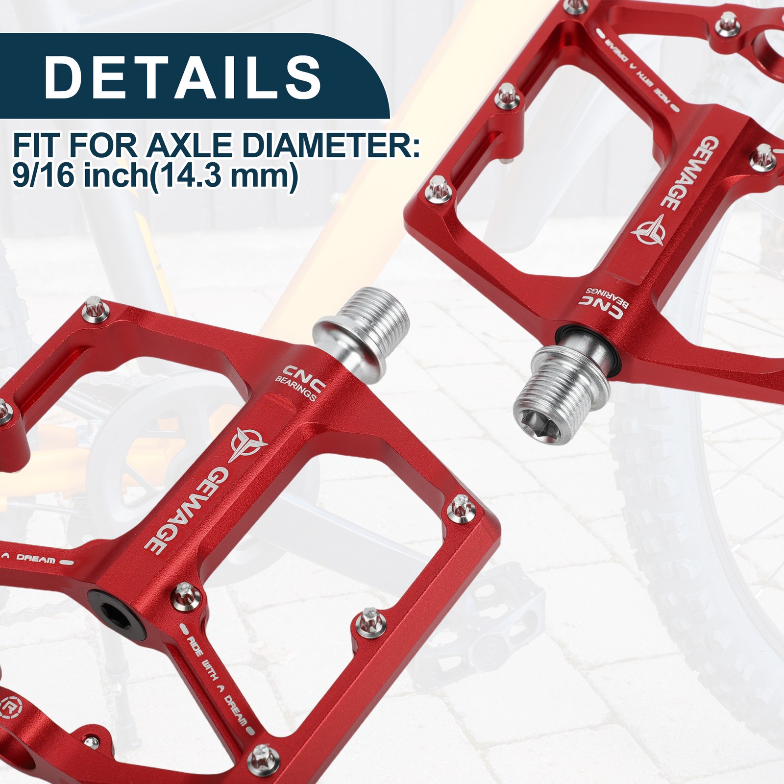 Bicycle Foot Peg Footrests Pedal Fit 9/16 Inch Axles Aluminum Alloy Red 1 Pair