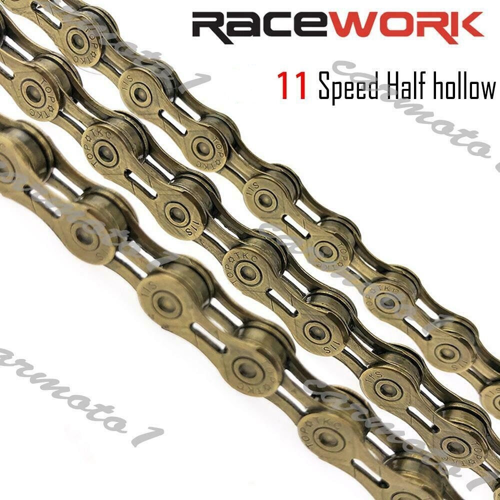 RACEWORK Bicycle Chain hollow 11 Speed Mountain Bike Road Hybrid 116L Gold